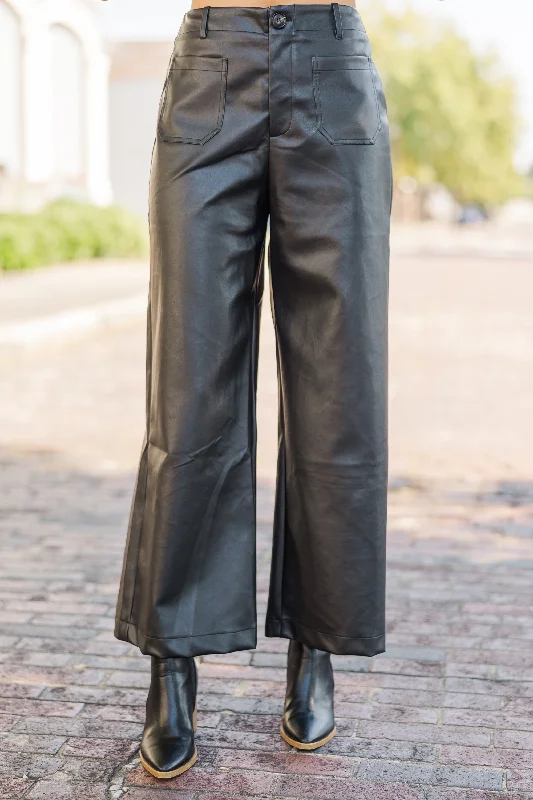 Feeling Focused Black Faux Leather Pants