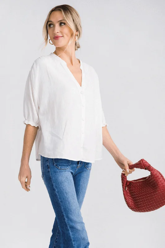 Risen Split Neck Linen Top