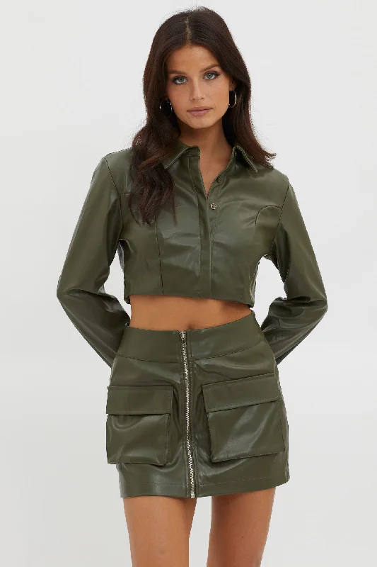 Fallen Angel Pocket Mini Skirt Olive