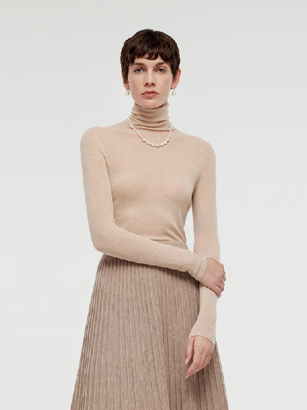 Wool Turtleneck Women Knit Top